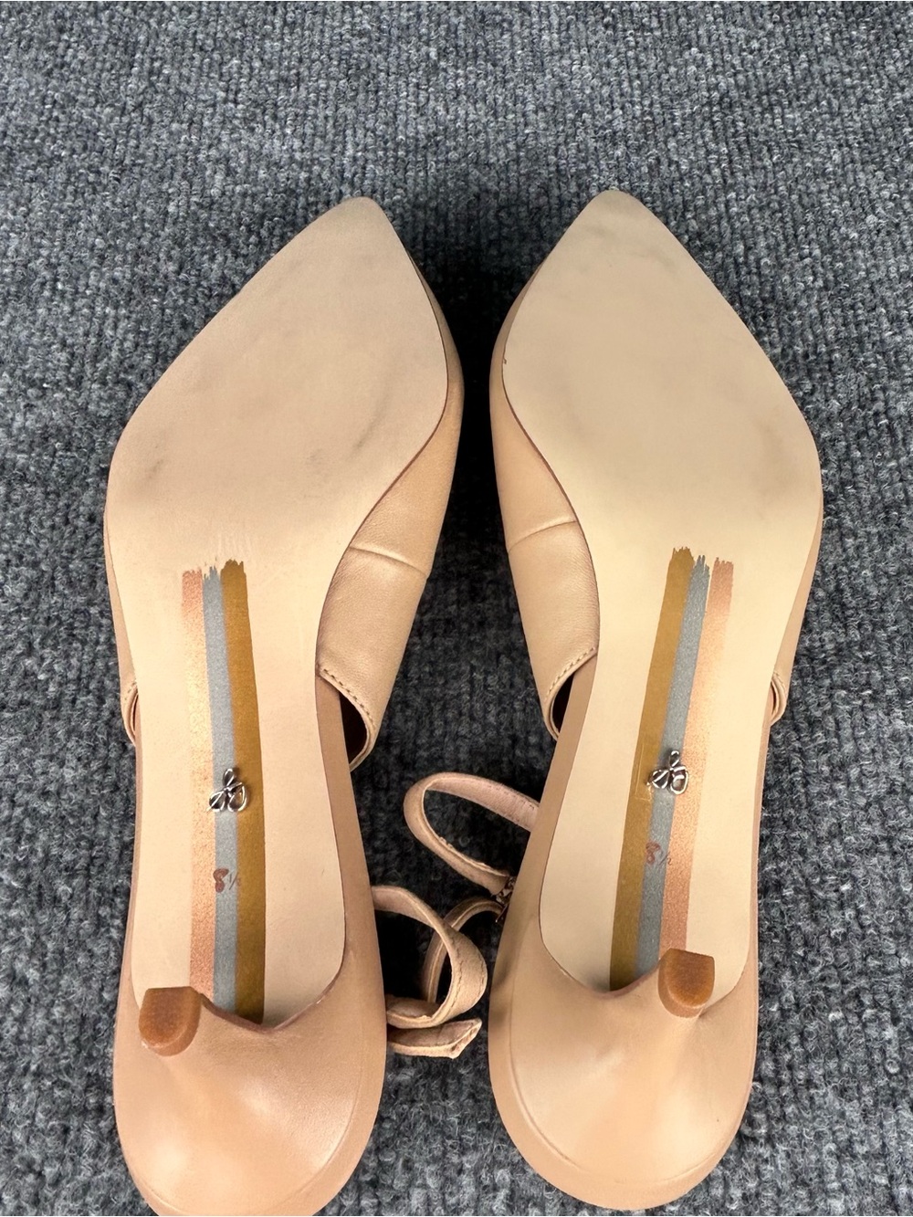 Sam Edelman Bianka Slingback Pump Neutral Nude Leather 8.5 Wedding Formal Prom - Picture 10 of 14